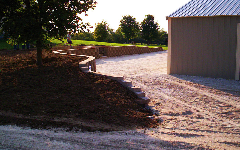 rough grading and retaining wall